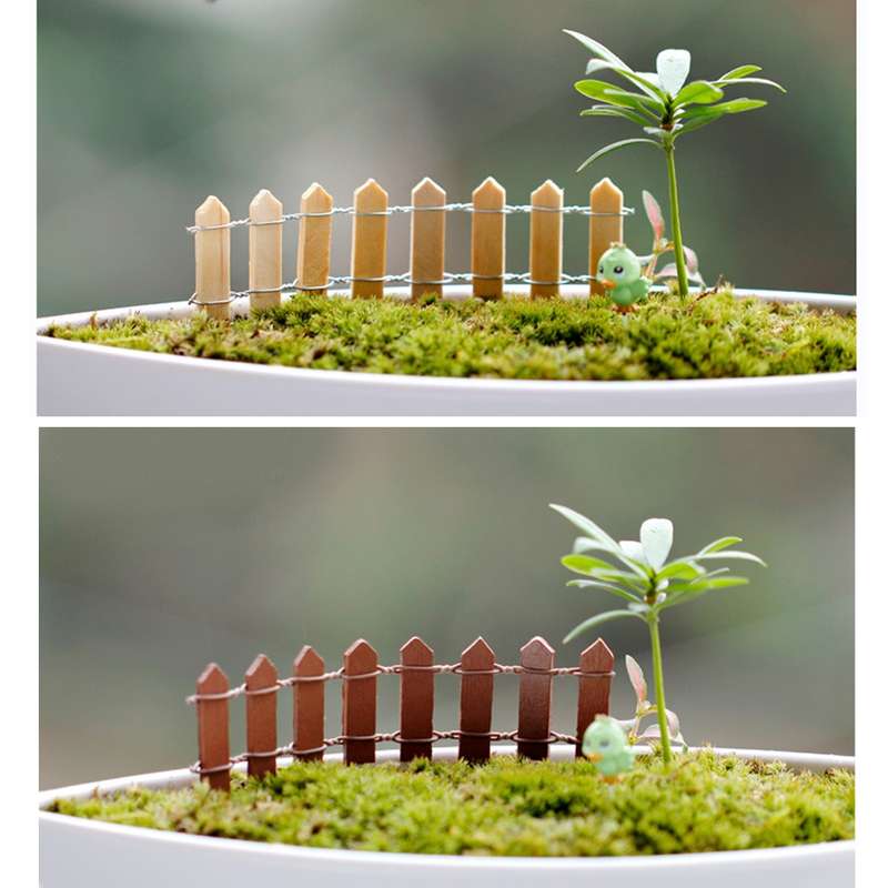 10 PCS Mini Small Fence Barrier Wooden Craft Wooden Small Fence Moss Micro-landscape Ornaments, Rand