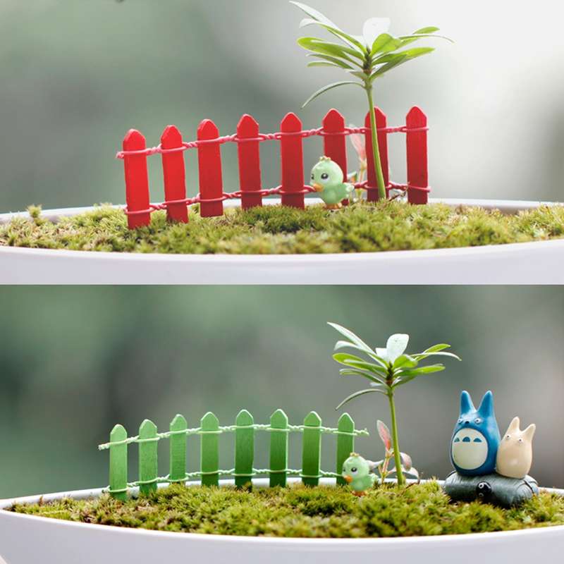 10 PCS Mini Small Fence Barrier Wooden Craft Wooden Small Fence Moss Micro-landscape Ornaments, Rand