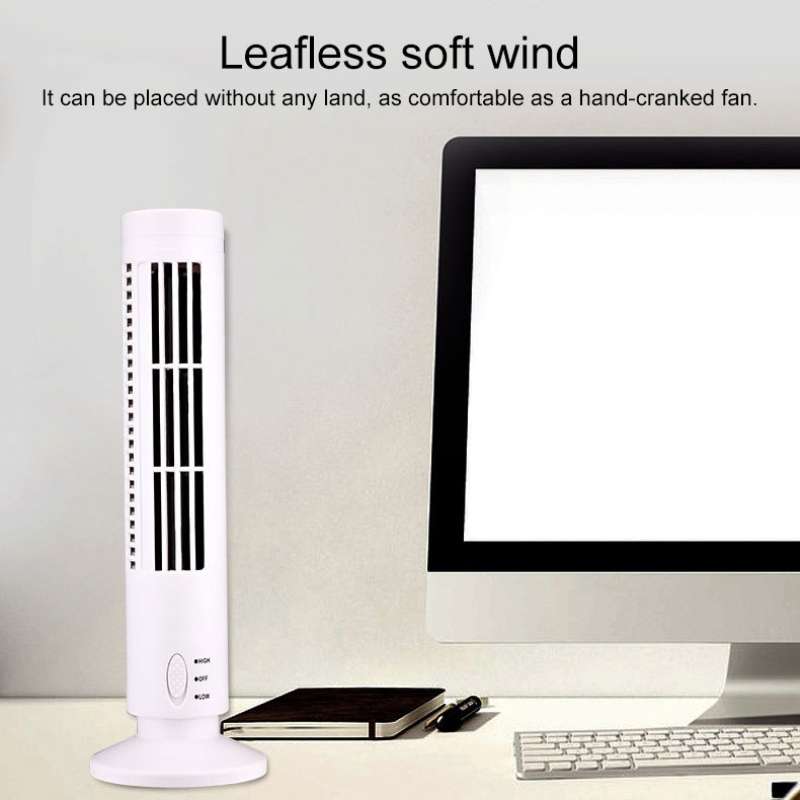 Tower Type USB Electric Fan Leafless Air-conditioning Fan(Black)