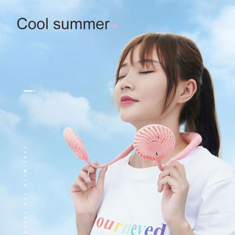 Creative Mini Hanging Neck Type Fan Outdoor LED Fan (Blue)