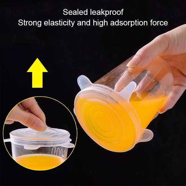 6 PCS / Set Food Grade Silicone Sealing Lids Fresh Keeping Covers