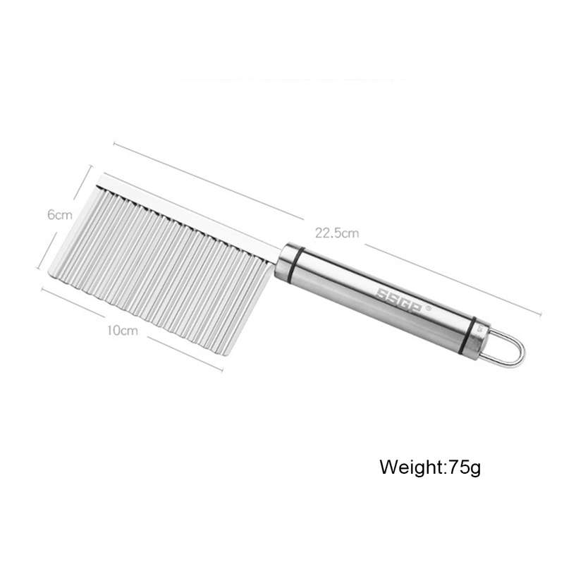 SSGP Stainless Steel Potato Wavy Edged Cutter Knife Potato Slicer, Length: 22.5cm