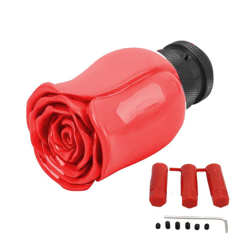 Rose Flower Shaped Universal Vehicle Car Manual Automatic Gear Shift Knob (Red)