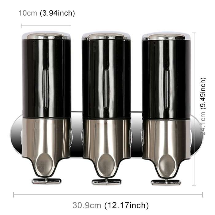 Triple Hotel Shower Manual Dispenser Wall Mounted Washing Liquid Shampoo Soap Bottle, Capacity: 1200