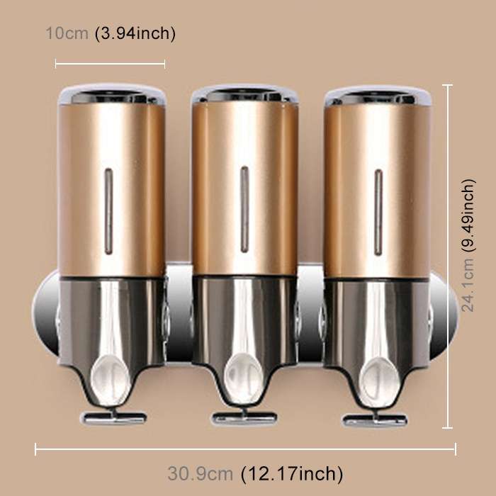 Triple Hotel Shower Manual Dispenser Wall Mounted Washing Liquid Shampoo Soap Bottle, Capacity: 1200