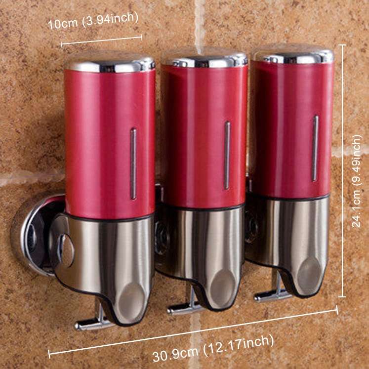 Triple Hotel Shower Manual Dispenser Wall Mounted Washing Liquid Shampoo Soap Bottle, Capacity: 1200