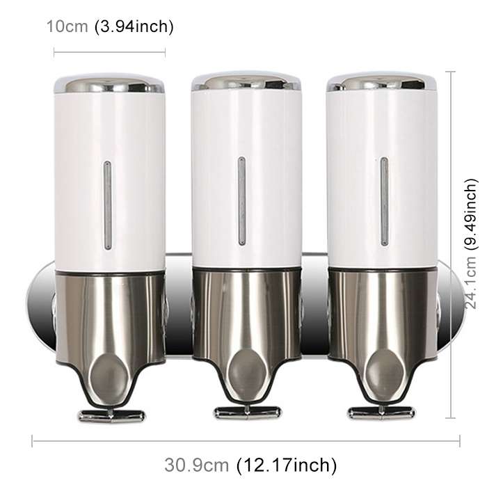 Triple Hotel Shower Manual Dispenser Wall Mounted Washing Liquid Shampoo Soap Bottle, Capacity: 1200