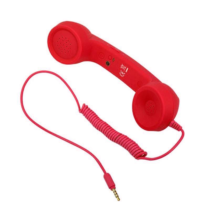 3.5mm Plug Mic Retro Telephone Anti-radiation Cell Phone Handset Receiver(Black)