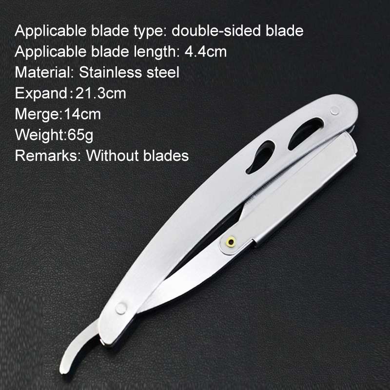 Hairdresser Vintage Razor Stainless Steel Double-sided Blade Holder Haircut Shaved Eyebrow Knife Hol