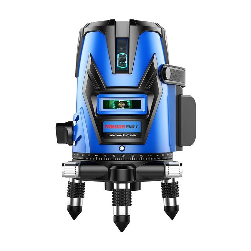 MBOOS Green Light 3 Line Outdoor Laser Level Instrument with Anti-drop Plastic Box & 1m Tripod