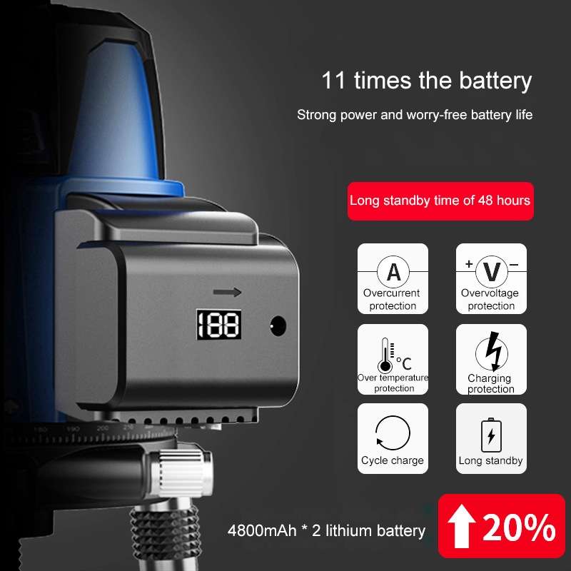 MBOOS Green Light 3 Line Outdoor Laser Level Instrument with Anti-drop Plastic Box & 1m Tripod