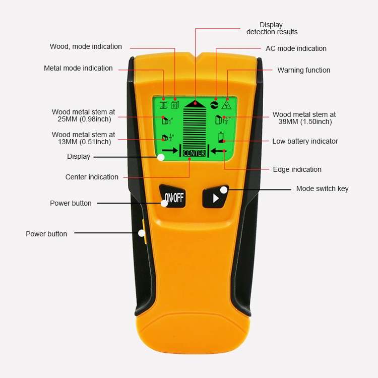 TH210 3 in 1 Wall Metal Detector for Voltage and Cable with Metal Detection Function