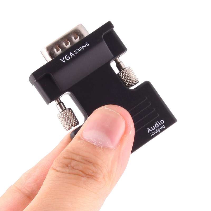 HDMI Female to VGA Male Converter with Audio Output Adapter for Projector, Monitor, TV Sets(Black)