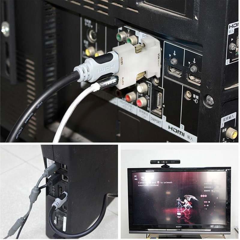 HDMI Female to VGA Male Converter with Audio Output Adapter for Projector, Monitor, TV Sets(Black)