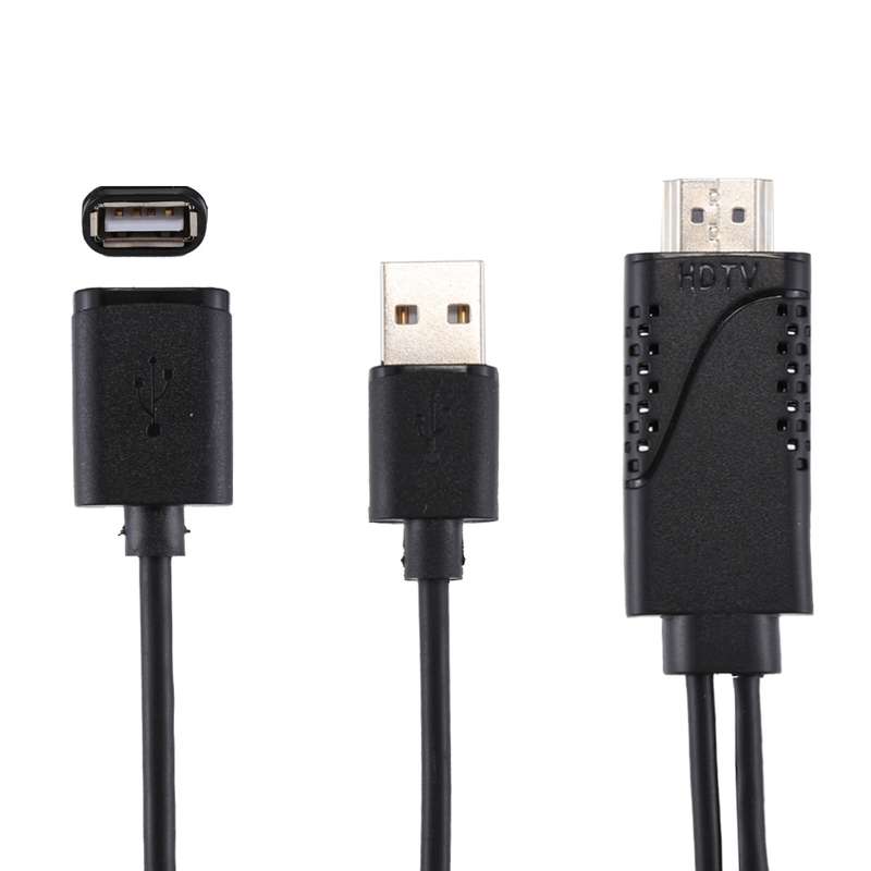 1080P USB 2.0 Male + USB 2.0 Female to HDMI HDTV AV Adapter Cable for iPhone / iPad, Android Smartph
