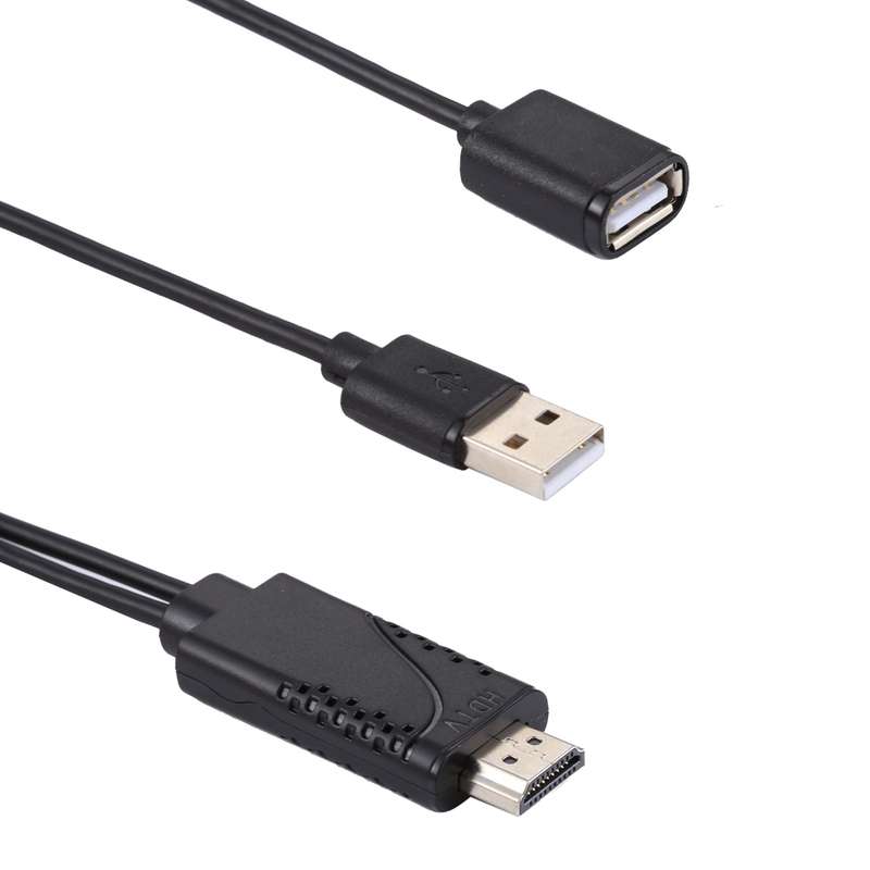 1080P USB 2.0 Male + USB 2.0 Female to HDMI HDTV AV Adapter Cable for iPhone / iPad, Android Smartph