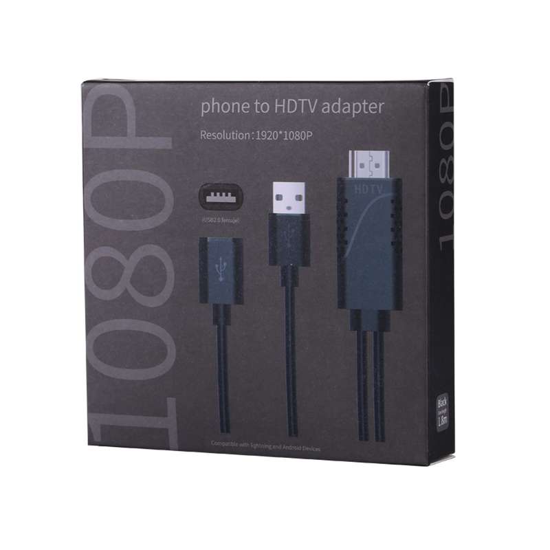 1080P USB 2.0 Male + USB 2.0 Female to HDMI HDTV AV Adapter Cable for iPhone / iPad, Android Smartph