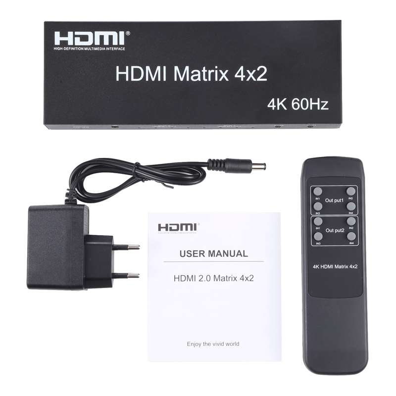 HDMI 4x2 Matrix Switcher / Splitter with Remote Controller, Support ARC / MHL / 4Kx2K / 3D, 4 Ports