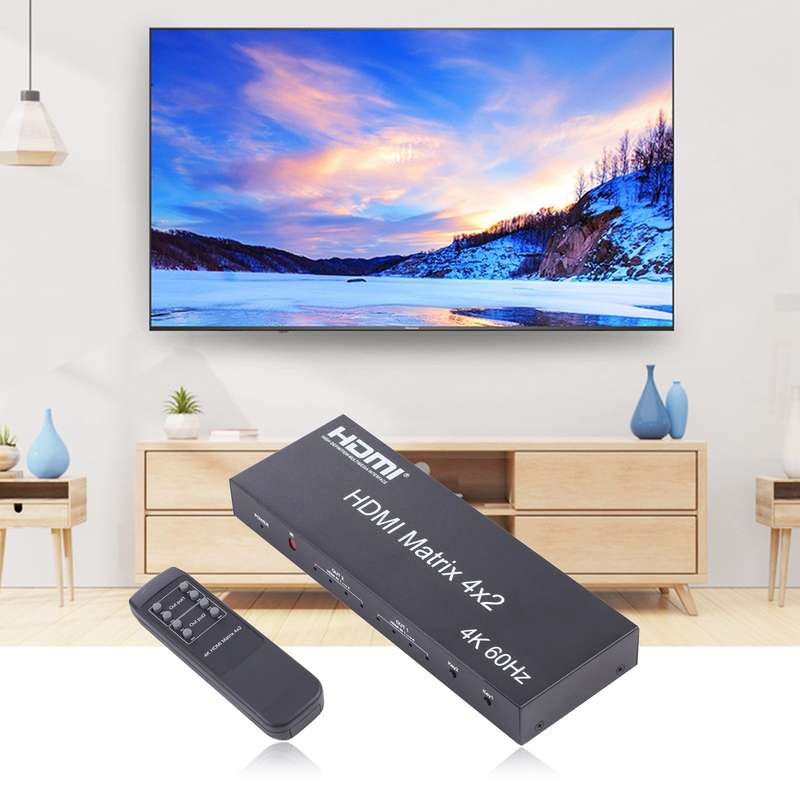HDMI 4x2 Matrix Switcher / Splitter with Remote Controller, Support ARC / MHL / 4Kx2K / 3D, 4 Ports