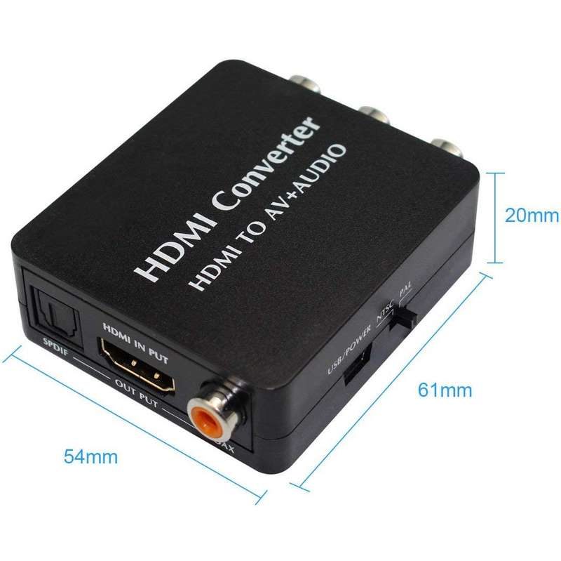 HDMI to AV Audio Converter Support SPDIF Coaxial Audio NTSC PAL Composite Video HDMI to 3RCA Adapter