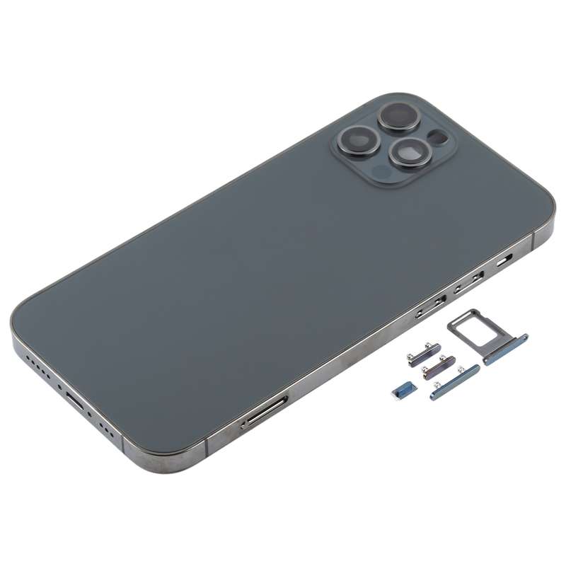 Back Housing Cover with SIM Card Tray & Side Keys & Camera Lens for iPhone 12 Pro(Black)