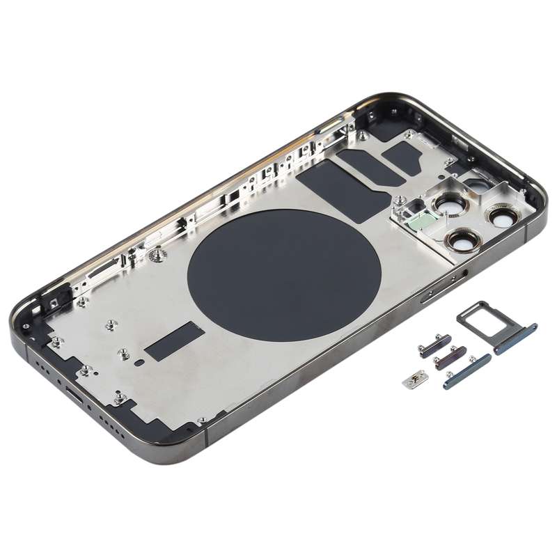 Back Housing Cover with SIM Card Tray & Side Keys & Camera Lens for iPhone 12 Pro(Black)