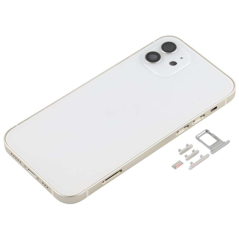 Back Housing Cover with SIM Card Tray & Side Keys & Camera Lens for iPhone 12(White)
