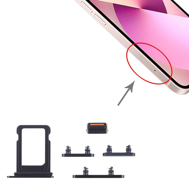SIM Card Tray + SIM Card Tray + Side Keys for iPhone 13(Red)