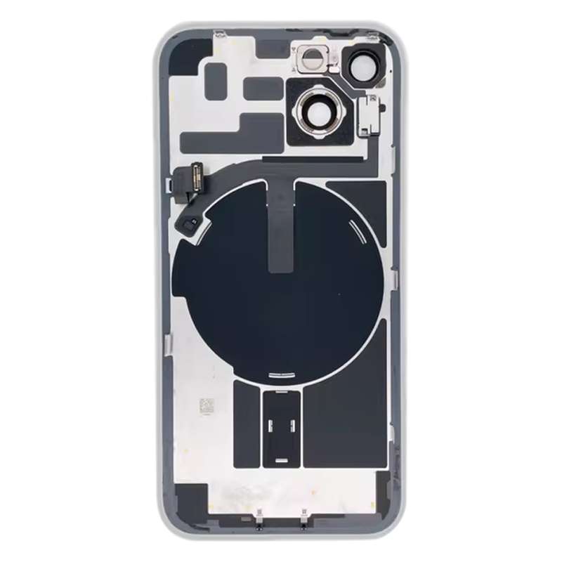 For iPhone 14 Glass Battery Back Cover with Flash Bracket + Wireless Charging Module(Black)