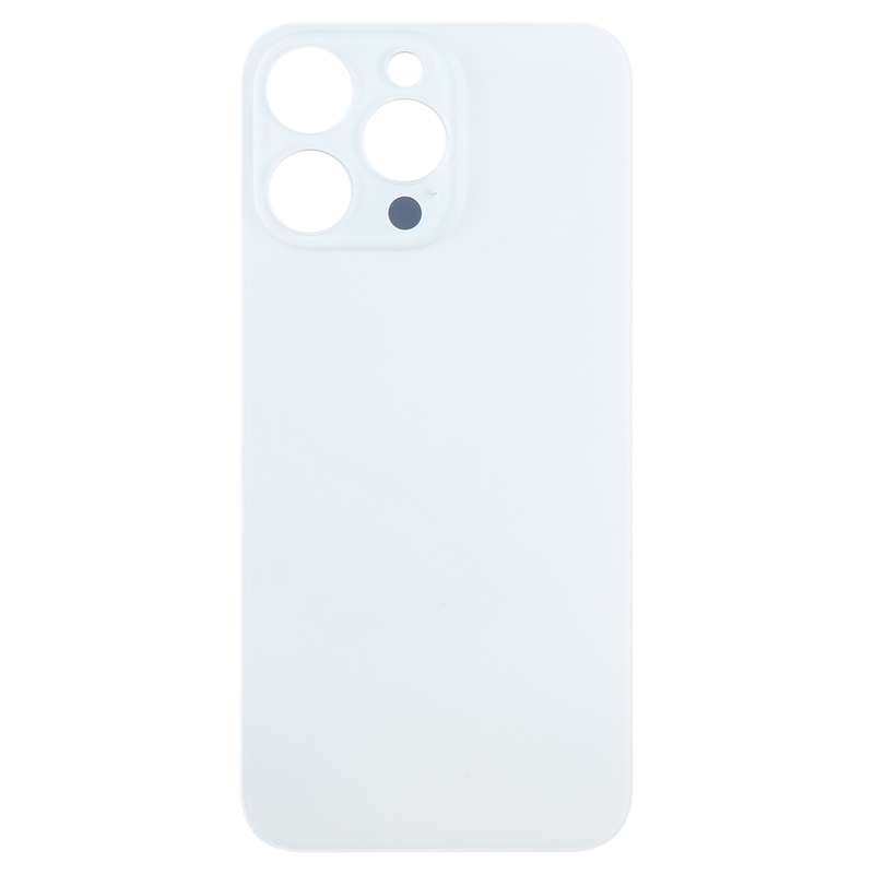 For iPhone 15 Pro Max Easy Replacement Big Camera Hole Glass Back Battery Cover(White)