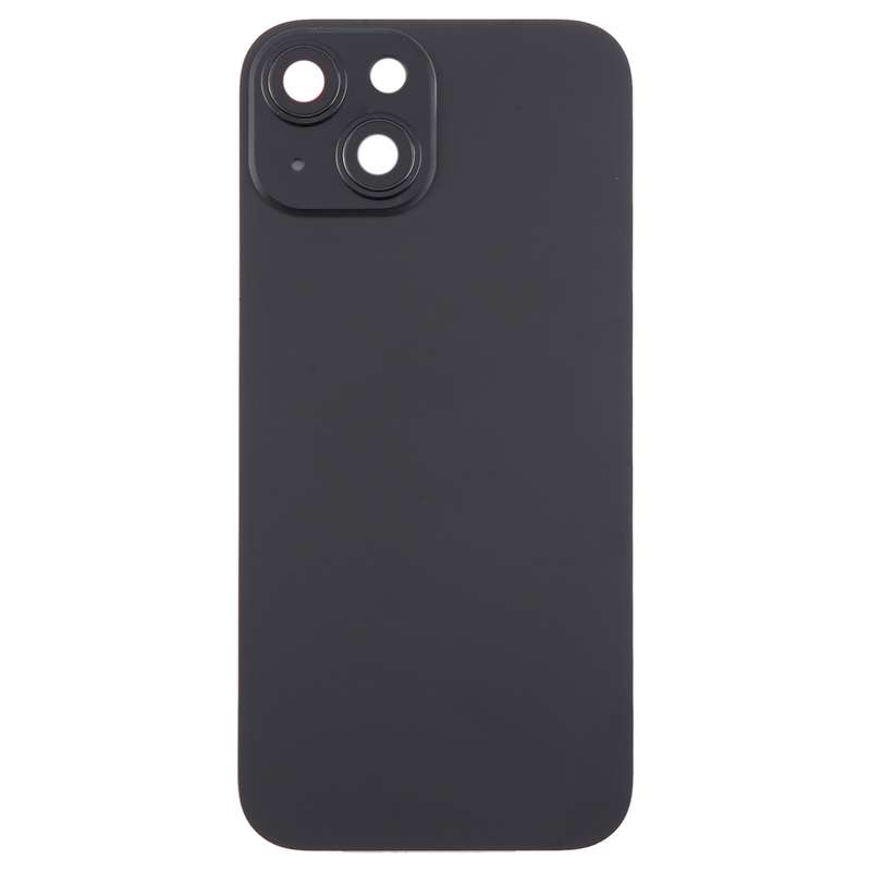 For iPhone 15 Plus Glass Battery Back Cover with Camera Lens Cover(Black)