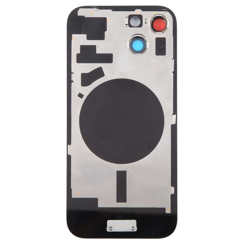 For iPhone 15 Plus Glass Battery Back Cover with Camera Lens Cover(Black)