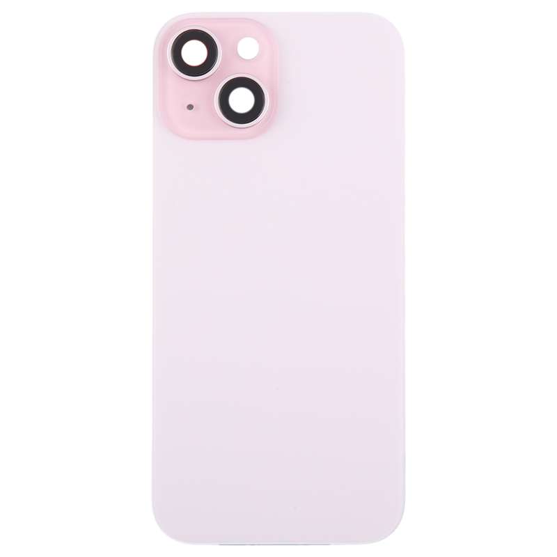 For iPhone 15 Plus Glass Battery Back Cover with Camera Lens Cover(Black)
