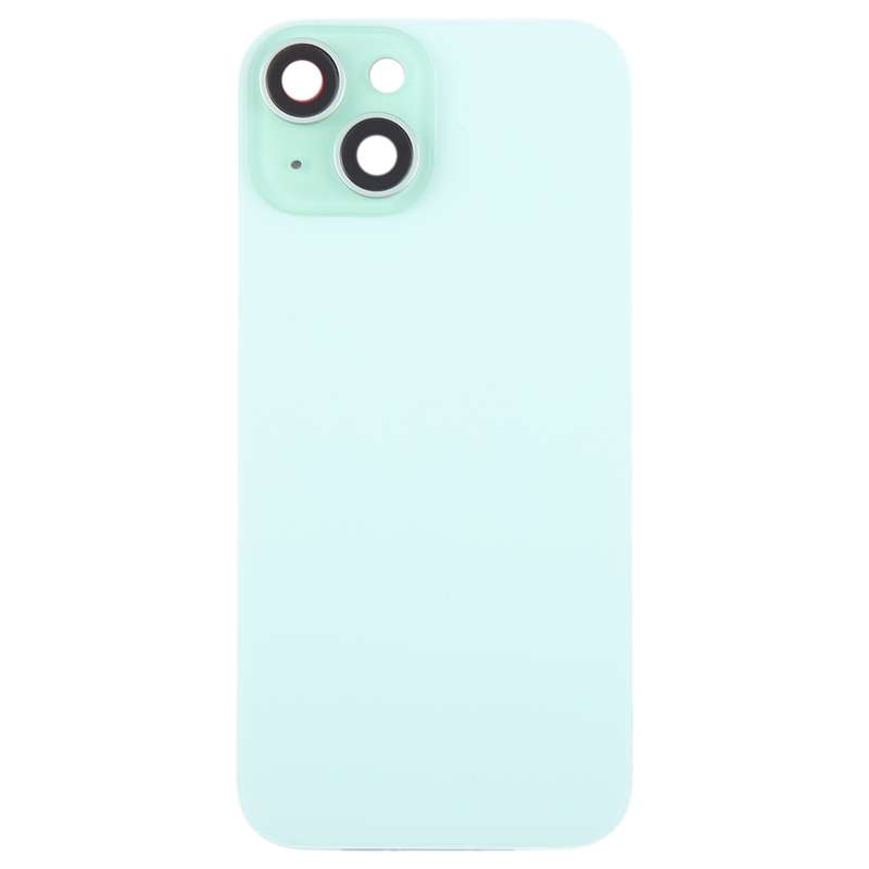 For iPhone 15 Plus Glass Battery Back Cover with Camera Lens Cover(Black)