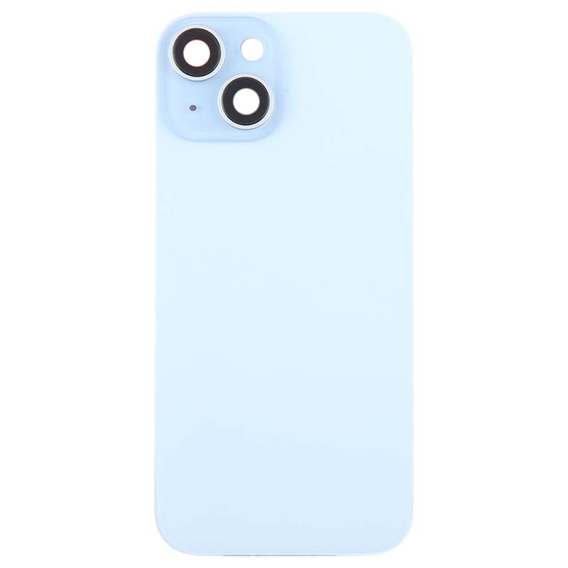 For iPhone 15 Plus Glass Battery Back Cover with Camera Lens Cover(Black)