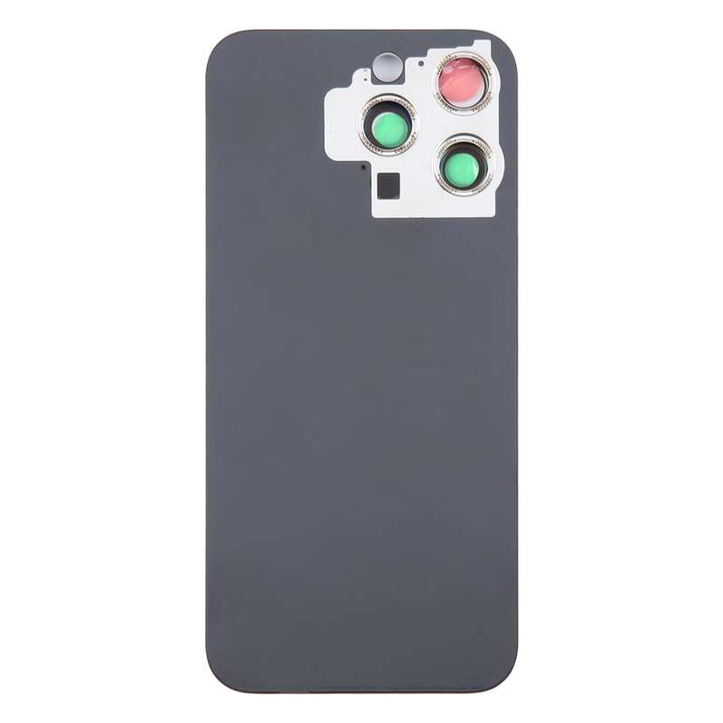 For iPhone 15 Pro Glass Battery Back Cover with Camera Lens Cover(Black)