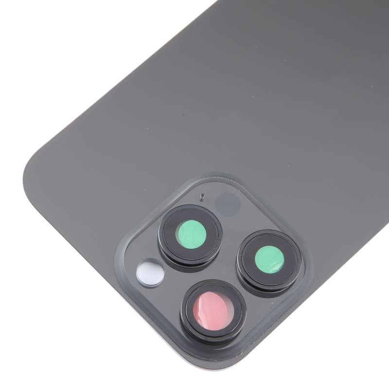 For iPhone 15 Pro Glass Battery Back Cover with Camera Lens Cover(Black)