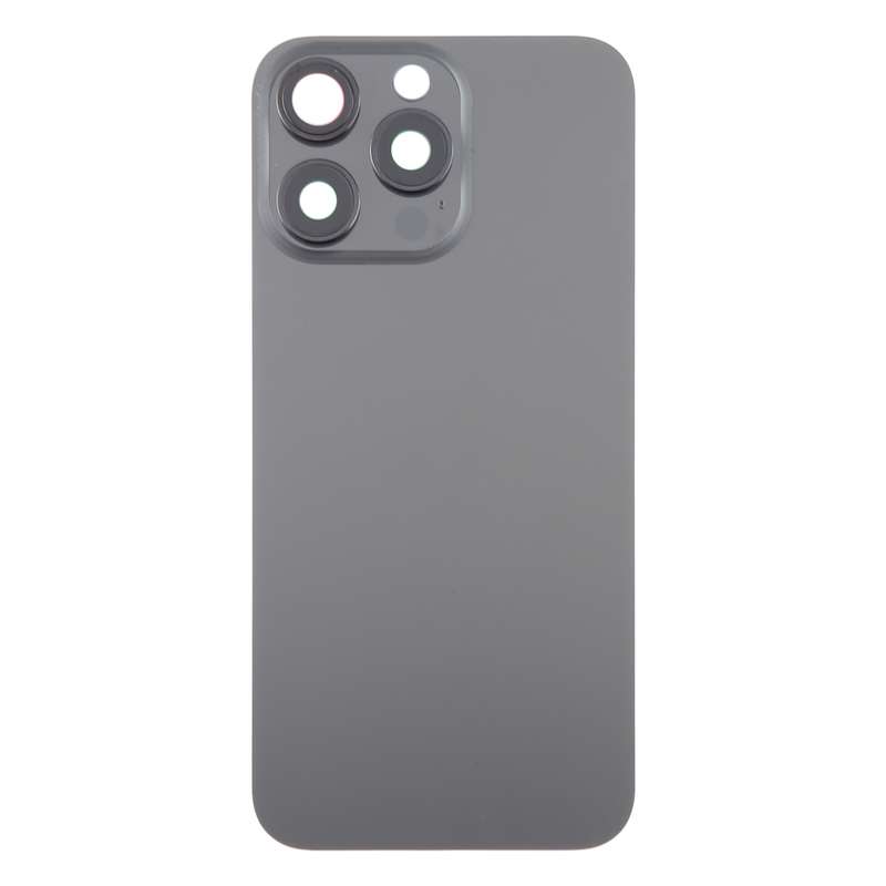 For iPhone 15 Pro Max Glass Battery Back Cover with Camera Lens Cover(Black)
