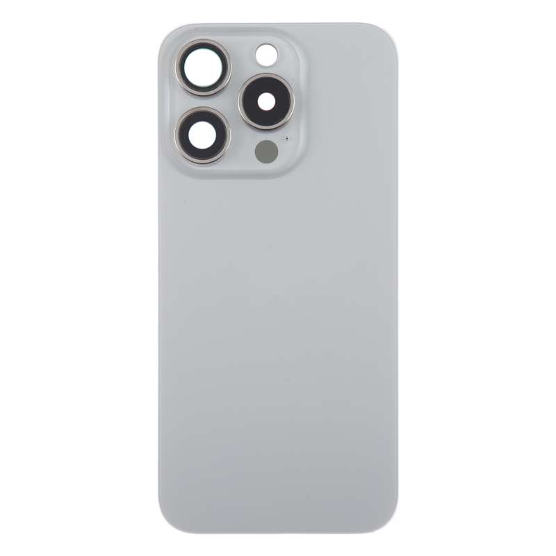 For iPhone 15 Pro Max Glass Battery Back Cover with Camera Lens Cover(Black)