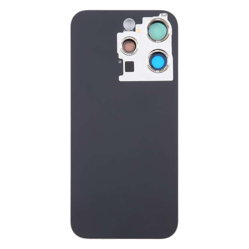 For iPhone 15 Pro Max Glass Battery Back Cover with Camera Lens Cover(Black)