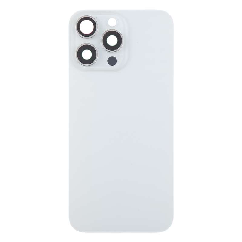 For iPhone 15 Pro Max Glass Battery Back Cover with Camera Lens Cover(Black)