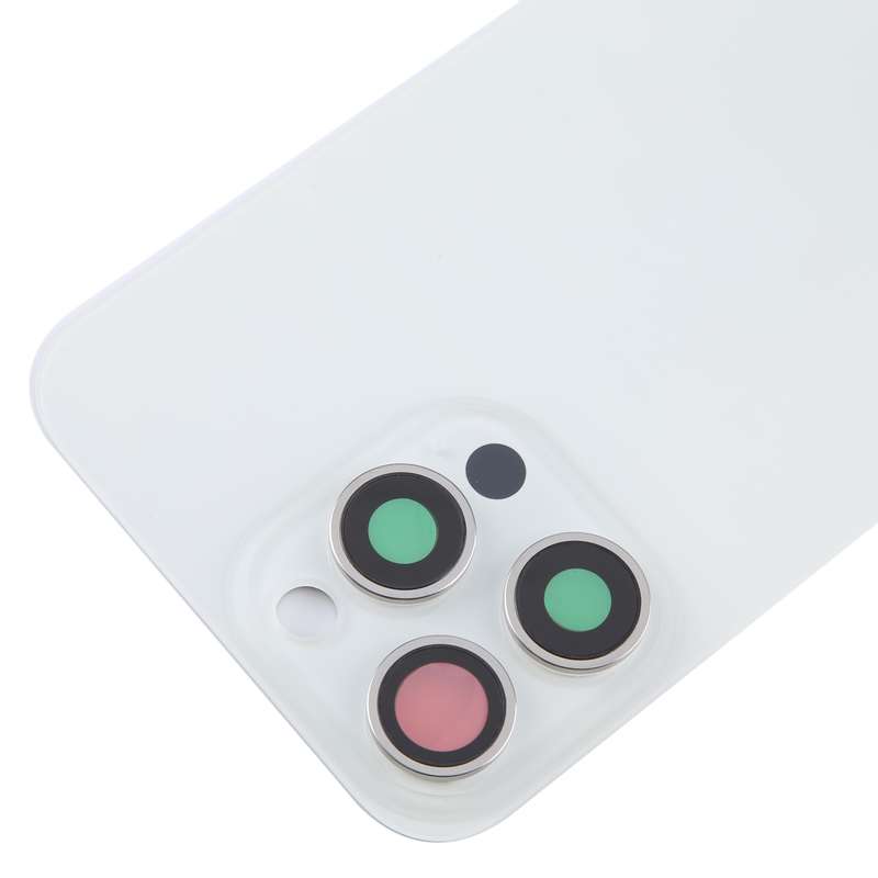 For iPhone 15 Pro Max Glass Battery Back Cover with Camera Lens Cover(Black)