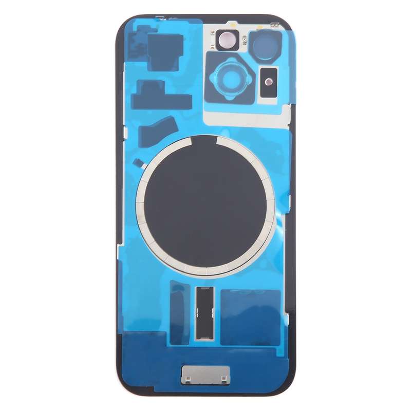 For iPhone 15 Plus Battery Back Cover with Camera Lens Cover + MagSafe Magnet(Black)