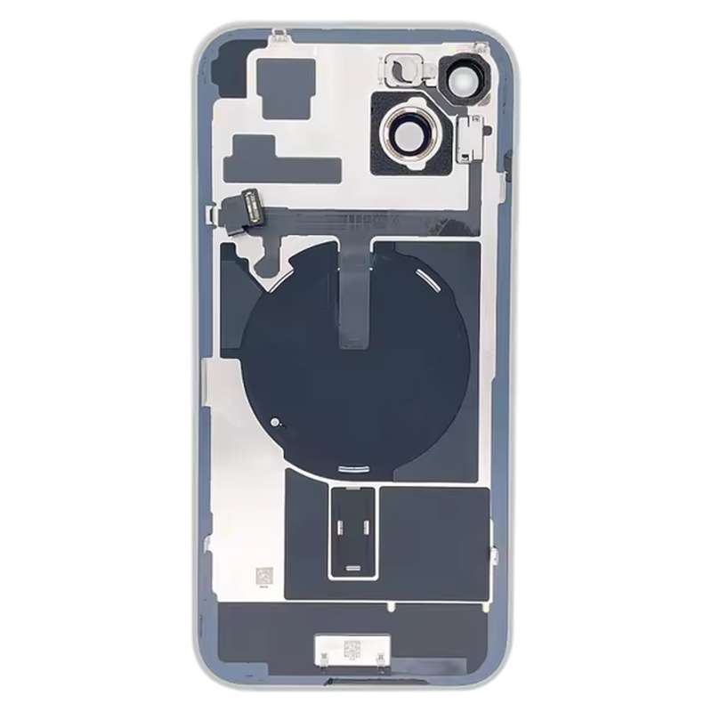 For iPhone 15 Plus Glass Battery Back Cover with Flash Bracket + Wireless Charging Module(Black)