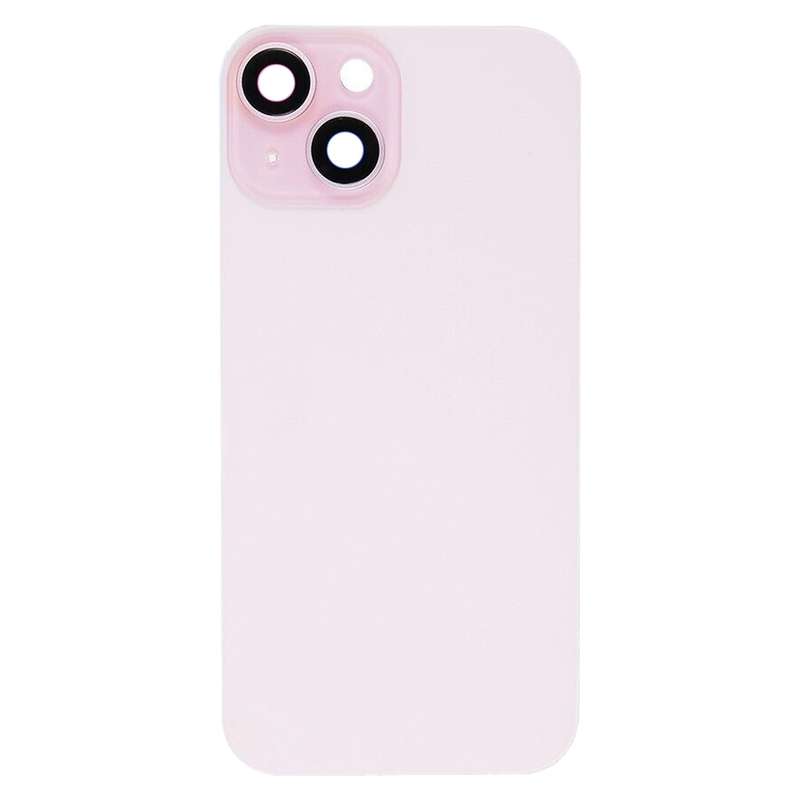 For iPhone 15 Plus Glass Battery Back Cover with Flash Bracket + Wireless Charging Module(Black)