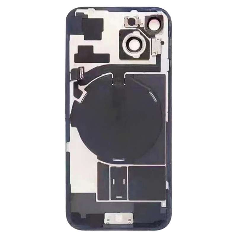 For iPhone 15 Glass Battery Back Cover with Flash Bracket + Wireless Charging Module(Black)