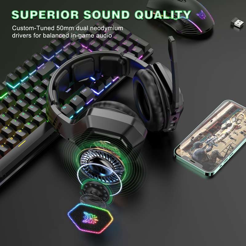 ONIKUMA B100 Bluetooth 5.3 Wireless Bluetooth Headphone with Microphone (Black)