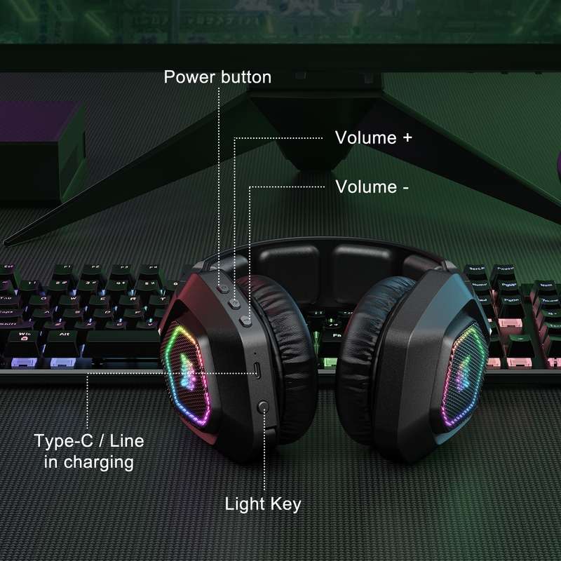ONIKUMA B100 Bluetooth 5.3 Wireless Bluetooth Headphone with Microphone (Black)