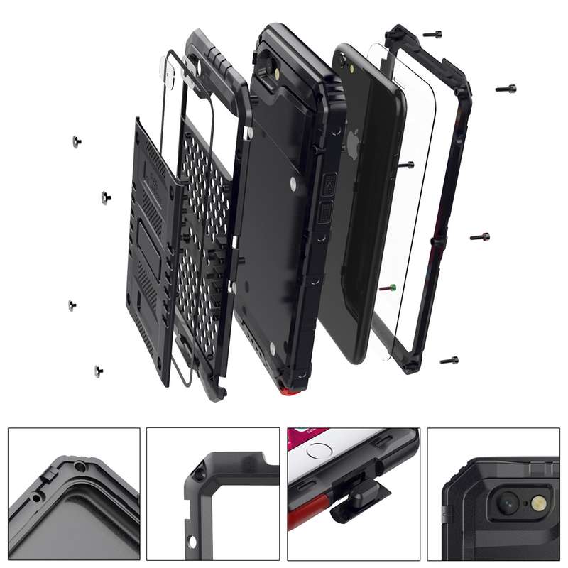 Waterproof Dustproof Shockproof Zinc Alloy + Silicone Case for iPhone 6 & 6s (Black)