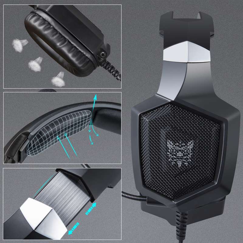 ONIKUMA K8 Over Ear Bass Stereo Surround Gaming Headphone with Microphone & RGB Color Changing Ligh